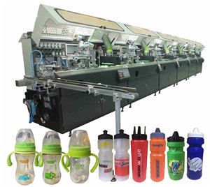 Cylindrical & Oval LDPE Bottle Muti Color Full Auto Screen Printing Machine 