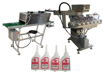 Four Color Pad Printing Machine For Lubricated Oil Oval Bottle With IR Drying Oven